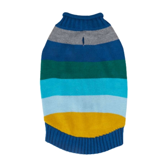NWT YOULY The Artist Blue & Multicolor Striped Dog Sweater-XS - Picture 4 of 4